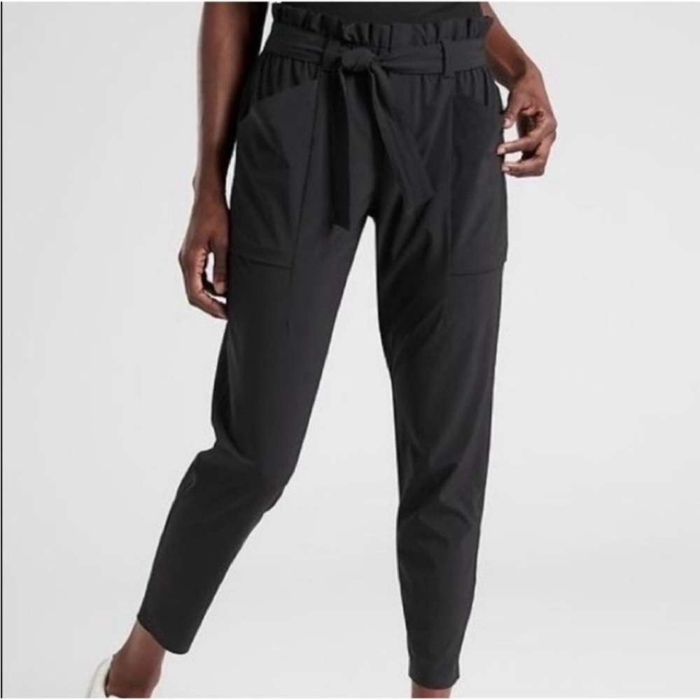 Athleta Pants Womens 6 Solid Black Pleated Tie Waist Travel Skyline II